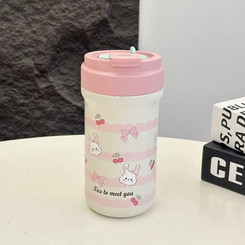 Damen Isoliertrinkbecher mit fröhlichem Kaninchenmotiv Luvikno