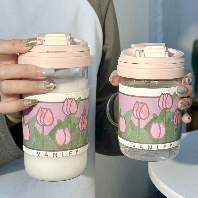 Damen Isoliertrinkbecher mit elegantem Blumenmuster Luvikno