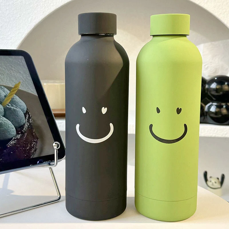 Damen Isolierflasche mit fröhlichem Smileys-motiv Luvikno