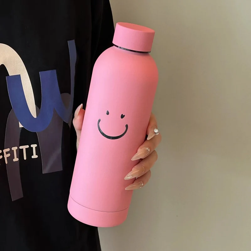 Dame isoleringsflaske med lyst smilendesign Luvikno