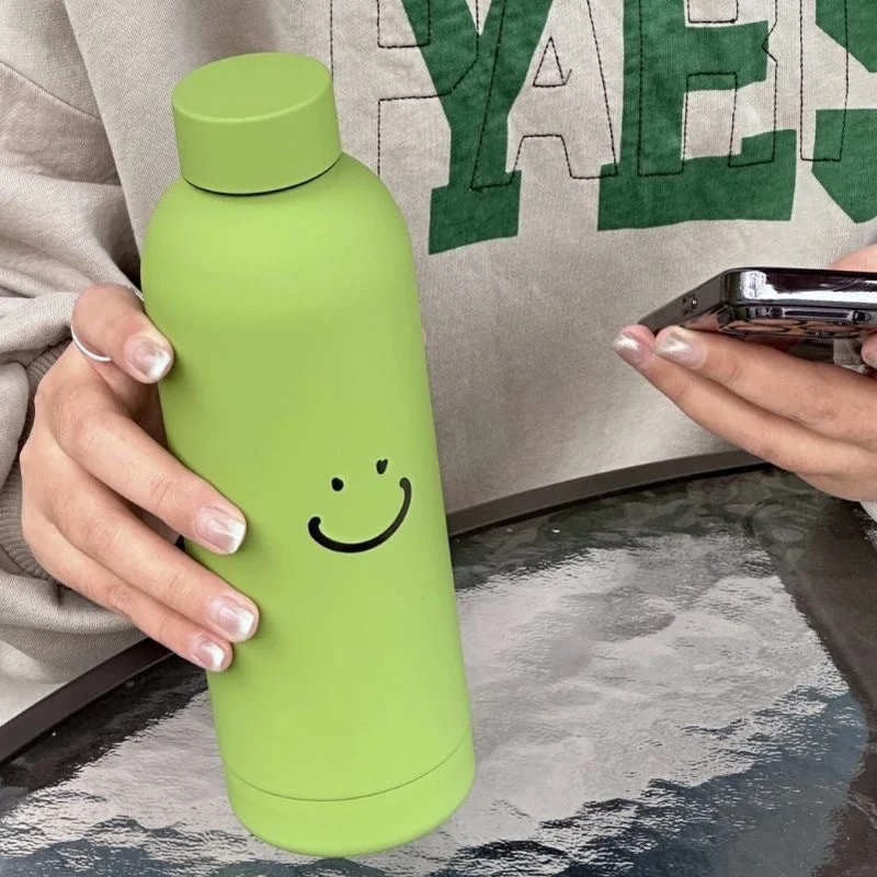 Damen-Isolierflasche mit fröhlichem Lächelmotiv Luvikno