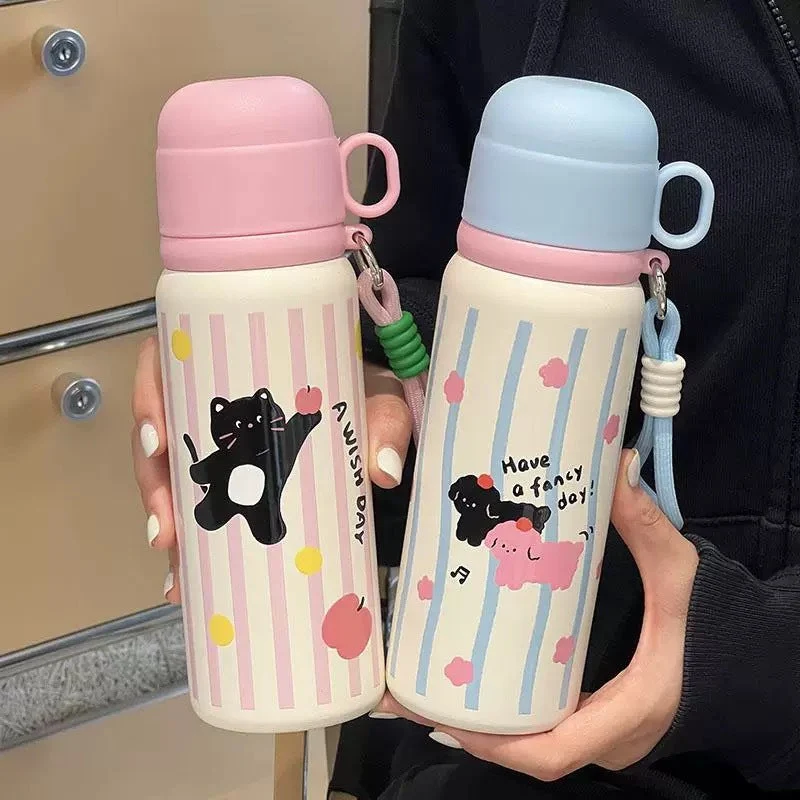 Damen Isolier-Trinkflasche mit sicherem Tragegriff und kreativem Tierdesign Luvikno