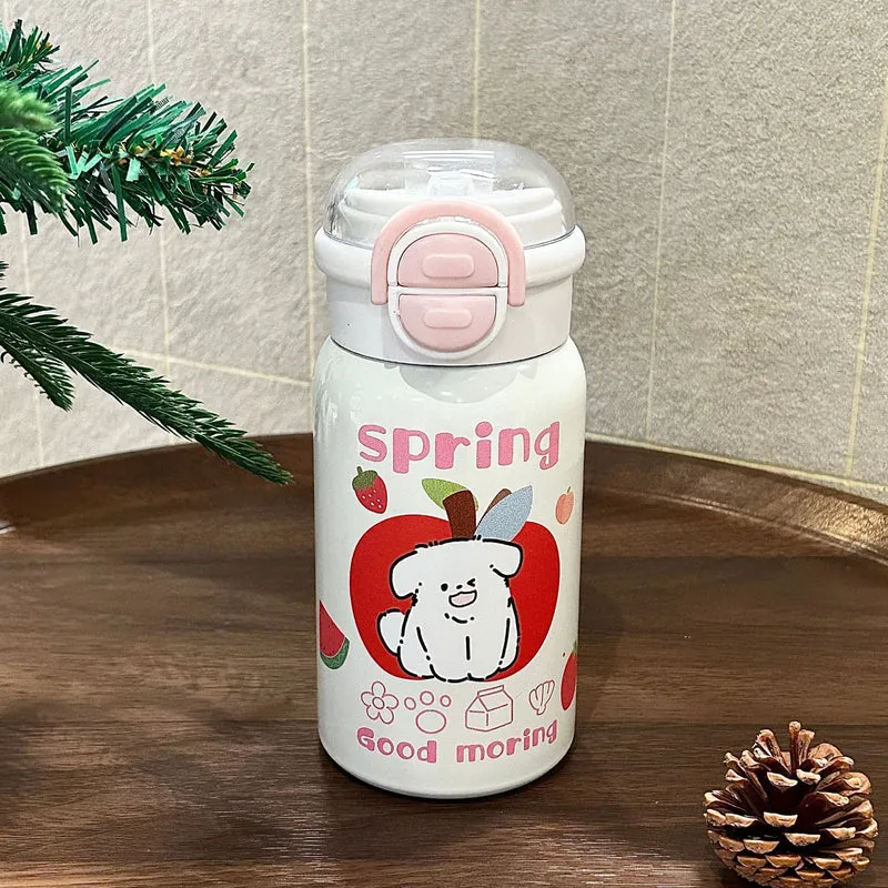 Damen Isolier-Trinkflasche mit integriertem Sicherheitsverschluss und helles Tierdesign Luvikno