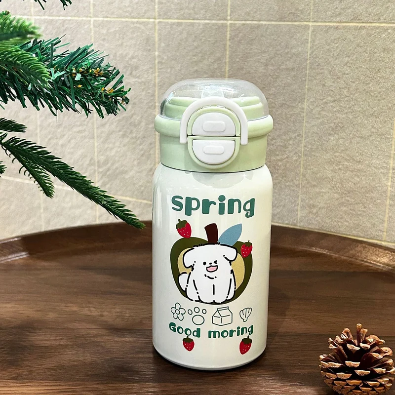 Damen Isolier-Trinkflasche mit integriertem Sicherheitsverschluss und helles Tierdesign Luvikno