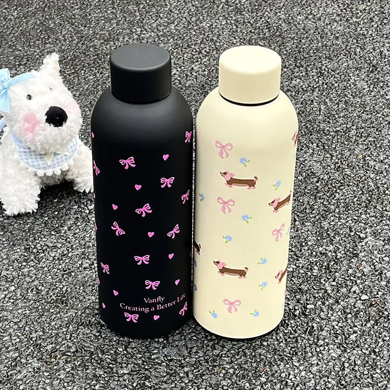 Damen Isolier-Trinkflaske med blomsterdesign og hygienisk lukket system Luvikno