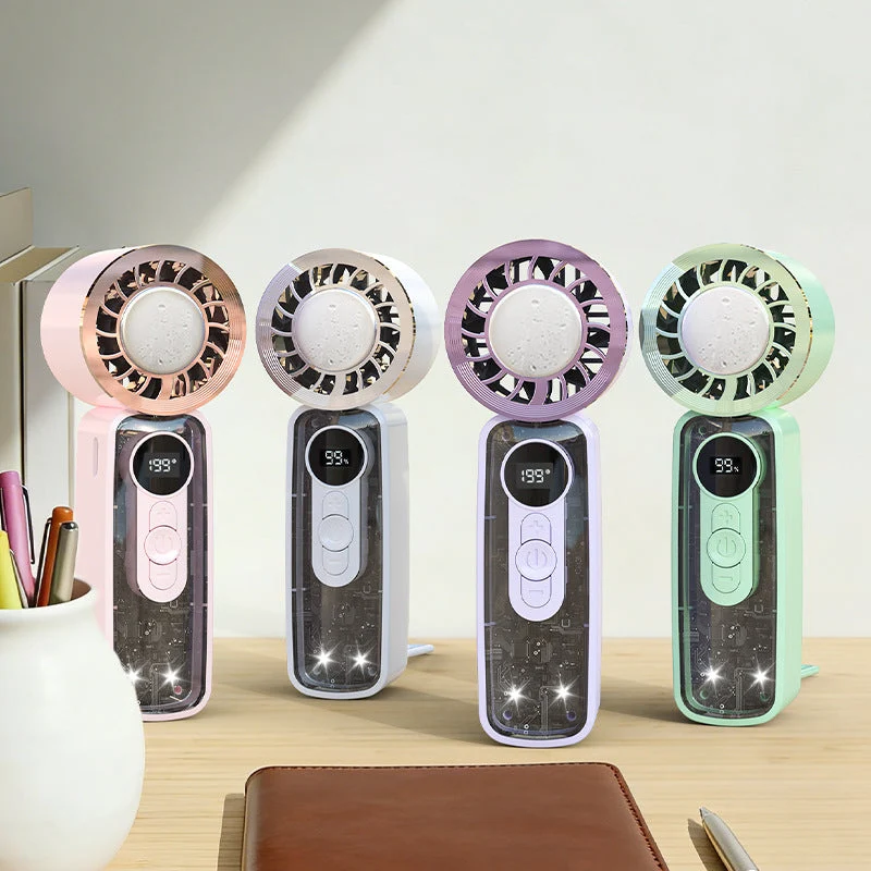 Unisex Bærbar Mini-Dual-Vifte med LED-skjerm og USB-lading Luvikno