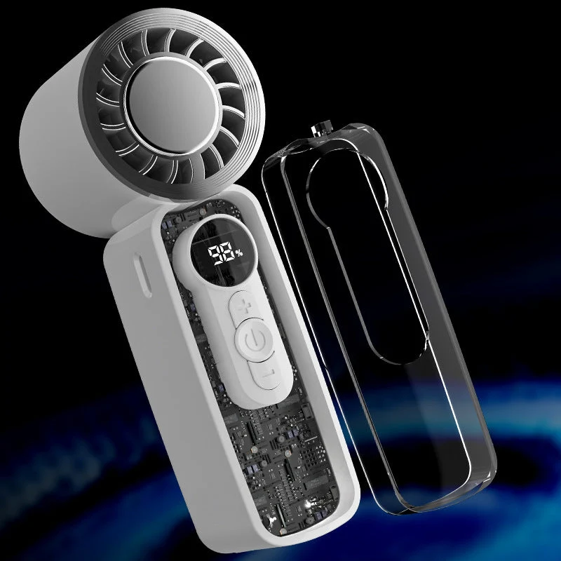 Unisex Bærbar Mini-Dual-Vifte med LED-skjerm og USB-lading Luvikno