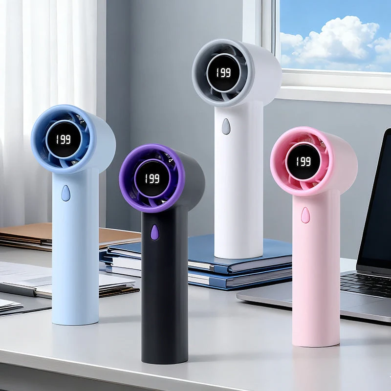 Unisex Bærbar Håndvifte med digitalt hastighetsdisplay Luvikno