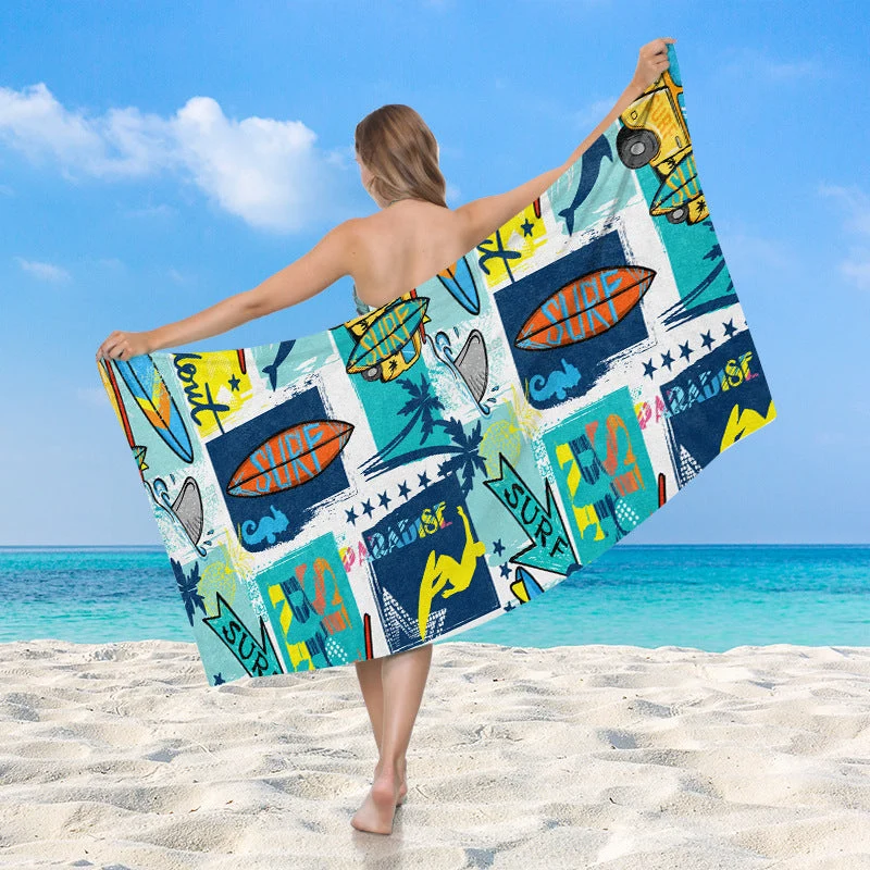 Women's beach towel with vibrant palm motif Luvikno