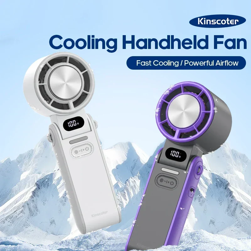 CoolityGo Håndholdt Vifte med Is-Kjøling Teknologi | 100 Fartnivåer | 3600mAh Batteri | Sammenleggbar & Ultralett | Luvikno