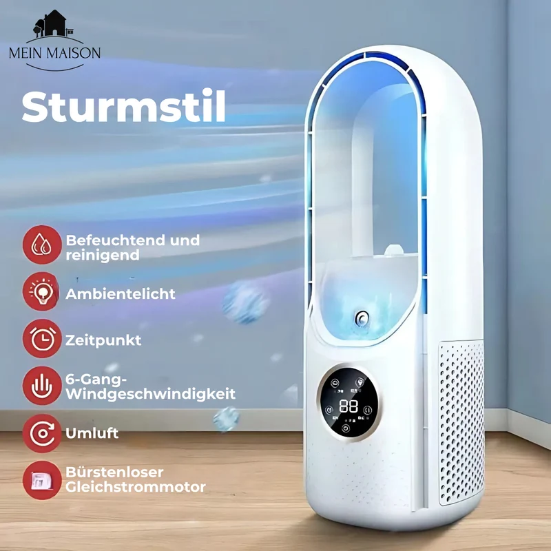 Airevo Air Cooler | Blad-løs USB Vifte | 6 Nivåer | Stille & Med Timer | Luftfukting | Luvikno