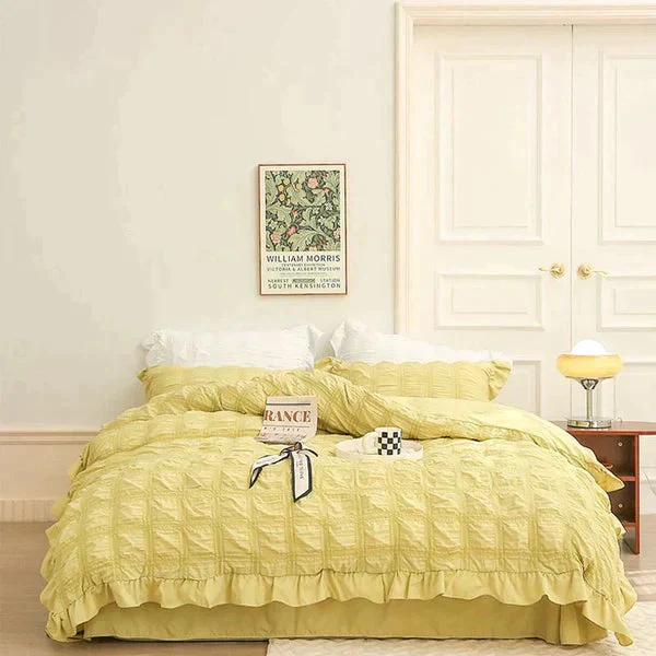 Icy Seersucker Sommer Kjøl Quilt Blonde 4-delt Sett | Luvikno