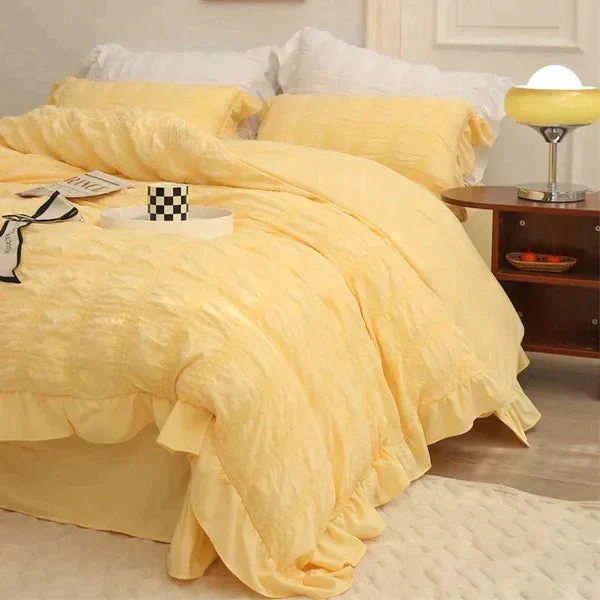 Icy Seersucker Sommer Kjøl Quilt Blonde 4-delt Sett | Luvikno