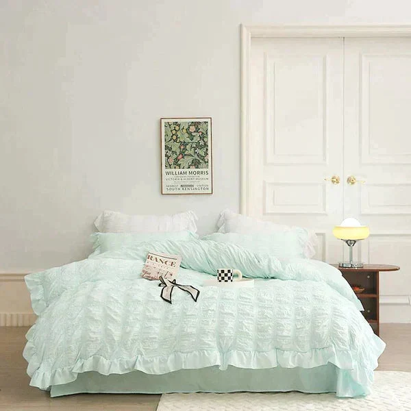 Icy Seersucker Sommer Kjøl Quilt Blonde 4-delt Sett | Luvikno