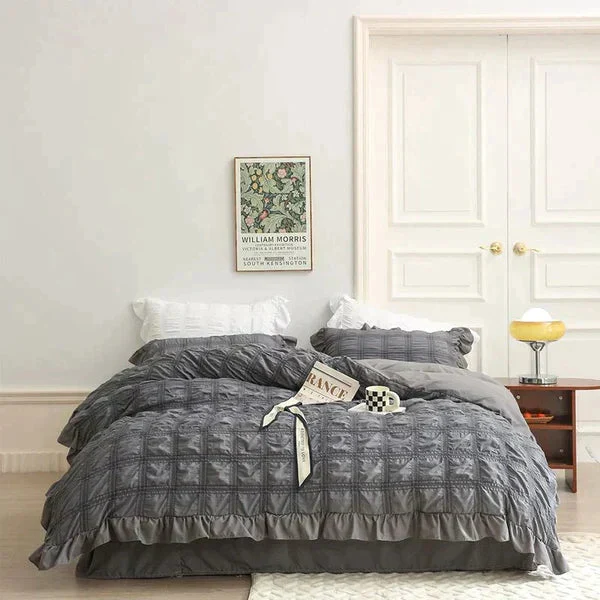 Icy Seersucker Sommer Kjøl Quilt Blonde 4-delt Sett | Luvikno