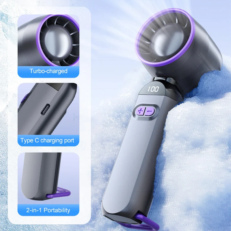 Bærbar Håndholdt Turbo Vifte – Super Kraftig Bris, Ultra-Lett & Perfekt for Reise | Luvikno