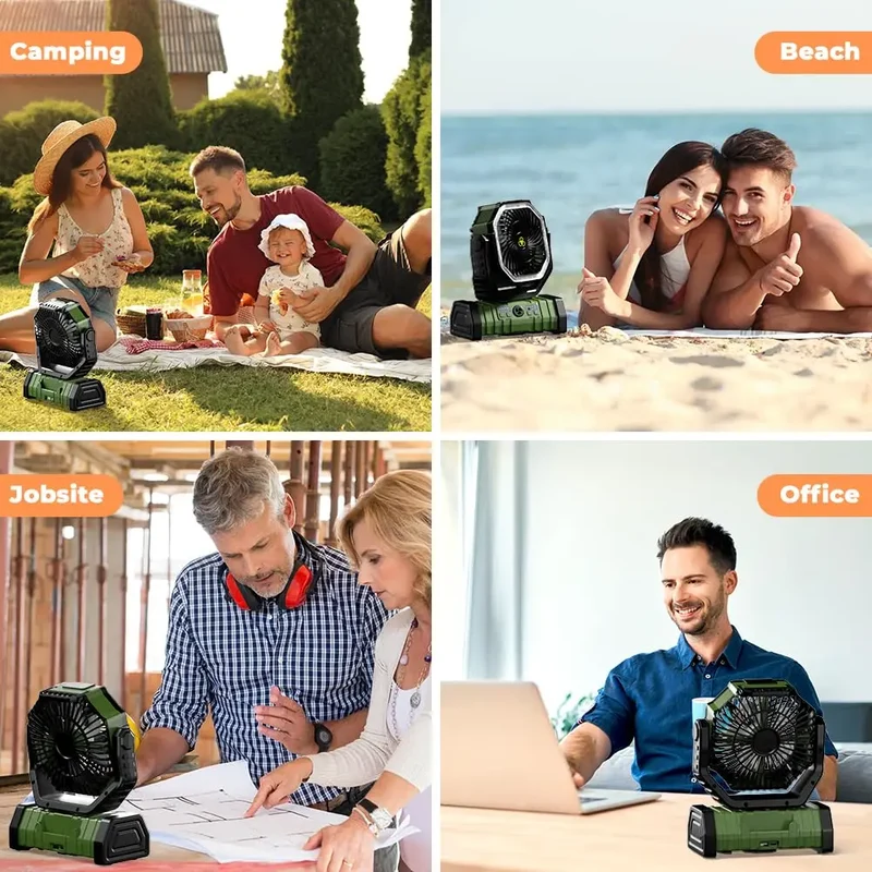 Campingvifte med 20 000mAh batteri, LED-lys og fjernkontroll – AirMate | Luvikno