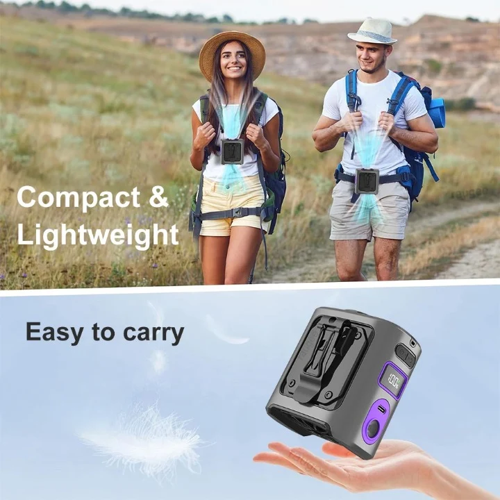 8000mAh Bærbar Kjøle Hoftevifte med Power Bank & LED Lyskilde – FrostBreeze | Luvikno