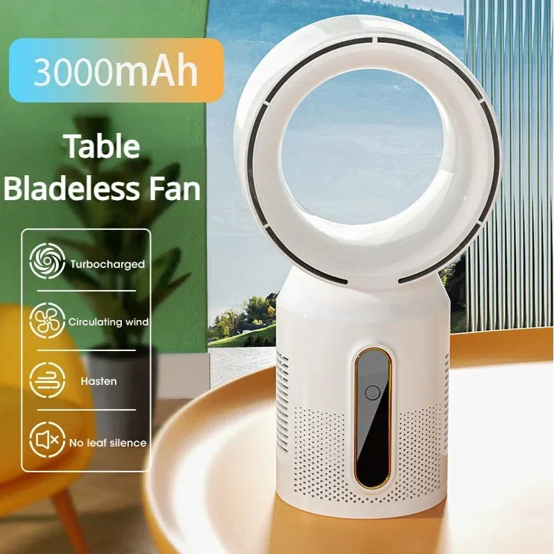 Desktop Bladeless Electric Fan Bordvifte 5-hastighets tårnvifte for baby kjøler luftkondisjonering USB oppladbar kjølevifte | Luvikno