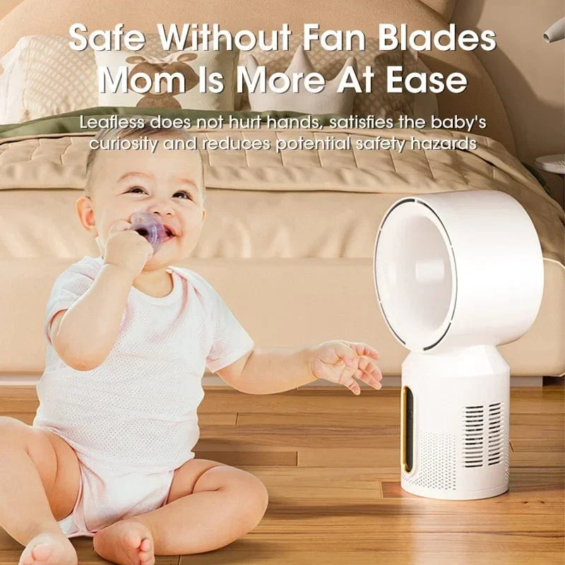 Desktop Bladeless Electric Fan Bordvifte 5-hastighets tårnvifte for baby kjøler luftkondisjonering USB oppladbar kjølevifte | Luvikno