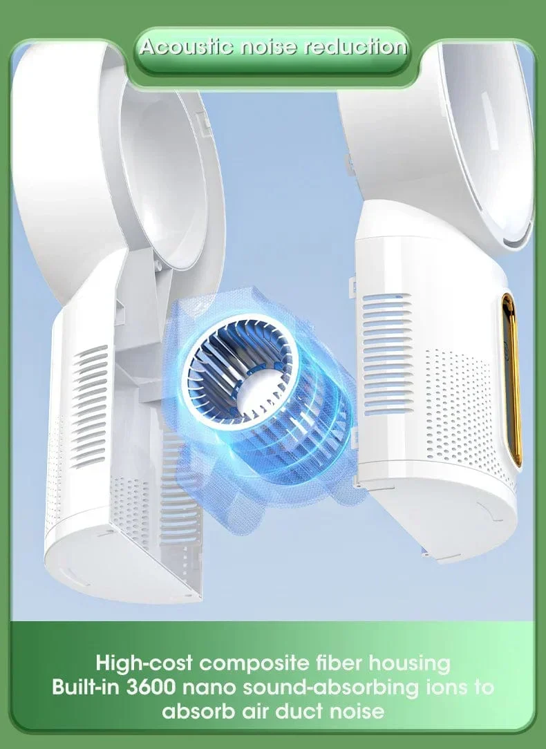 Desktop Bladeless Electric Fan Bordvifte 5-hastighets tårnvifte for baby kjøler luftkondisjonering USB oppladbar kjølevifte | Luvikno