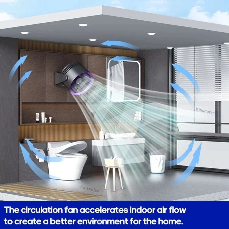 KINSCOTER Multifunksjonell Elektrisk Vifte Sirkulator Trådløs Bærbar Hjem Stille Ventilator Skrivebord Vegg Takvifte Luftkjøler | Luvikno