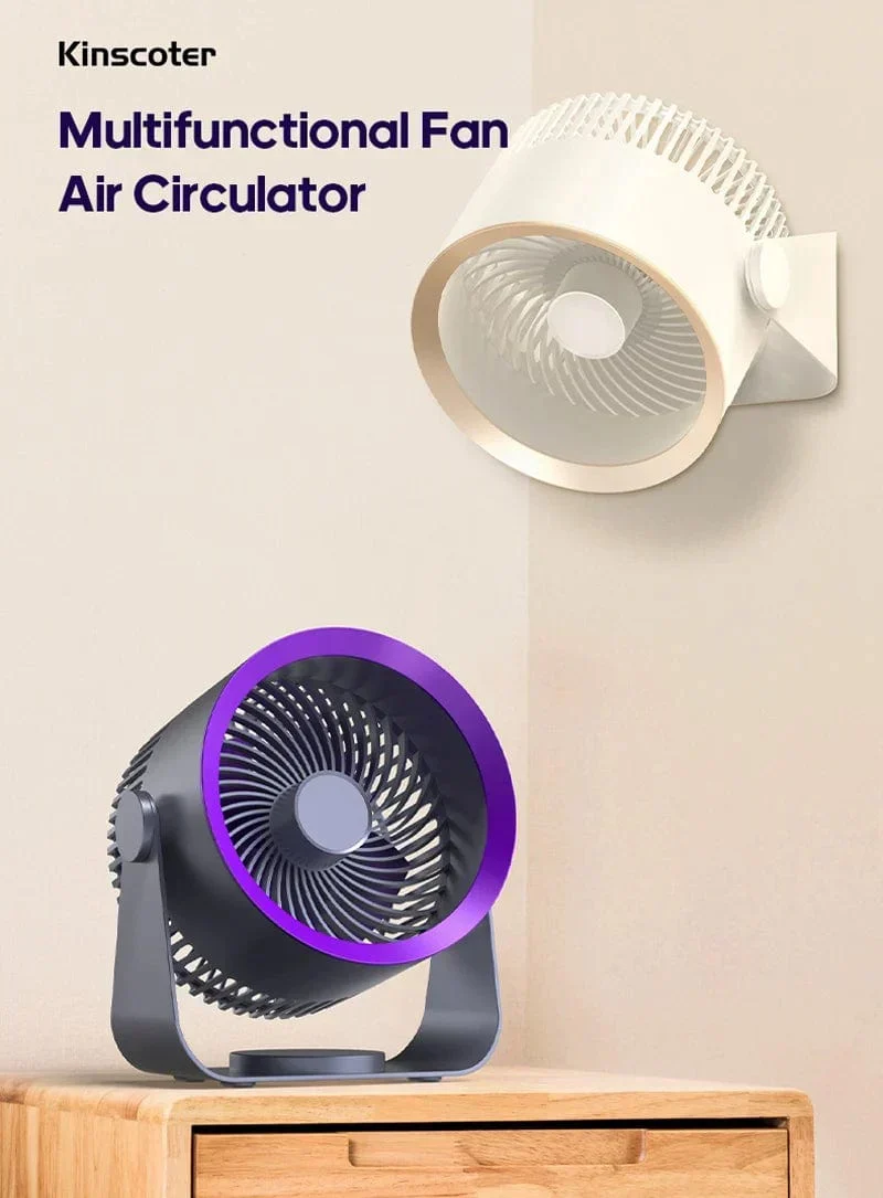 KINSCOTER Multifunksjonell Elektrisk Vifte Sirkulator Trådløs Bærbar Hjem Stille Ventilator Skrivebord Vegg Takvifte Luftkjøler | Luvikno