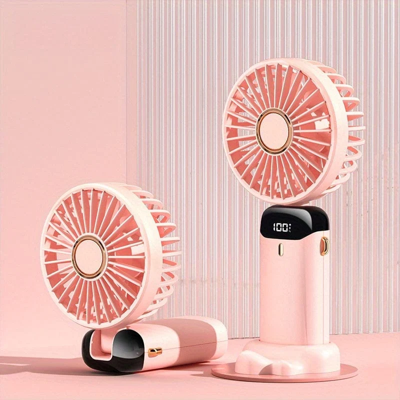 Bærbar Mini USB Vifte LED Digital Skjerm 5 Hastigheter 21t Batterilevetid Stille Drift Ideell for Sommerreiser og Husholdningsbruk | Luvikno