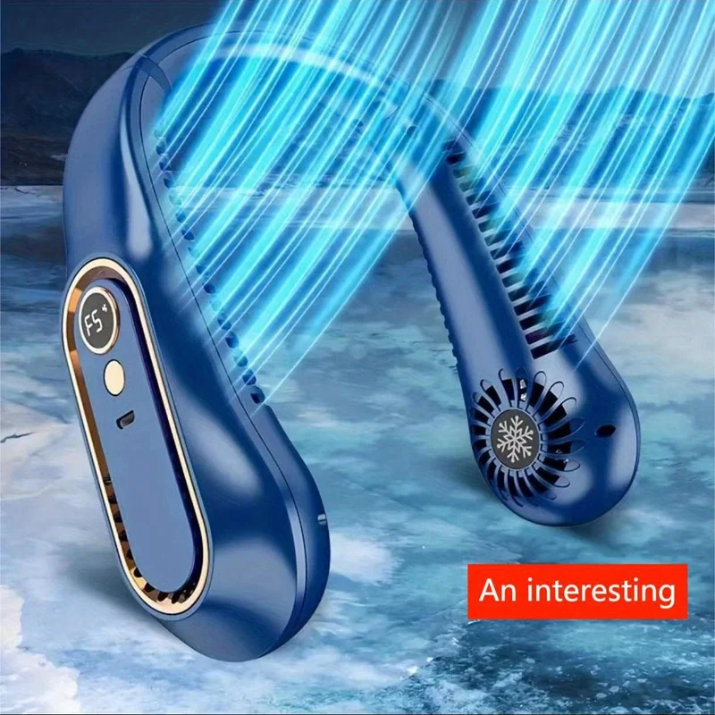 1pc Vaneless Hanging Neck Fan, Portable USB Cooler Fan Med 5 Hastigheter Og Digitale Skjerm - Super Sterk Teknologi Og Bladeless Design For Utendørsbruk | Luvikno
