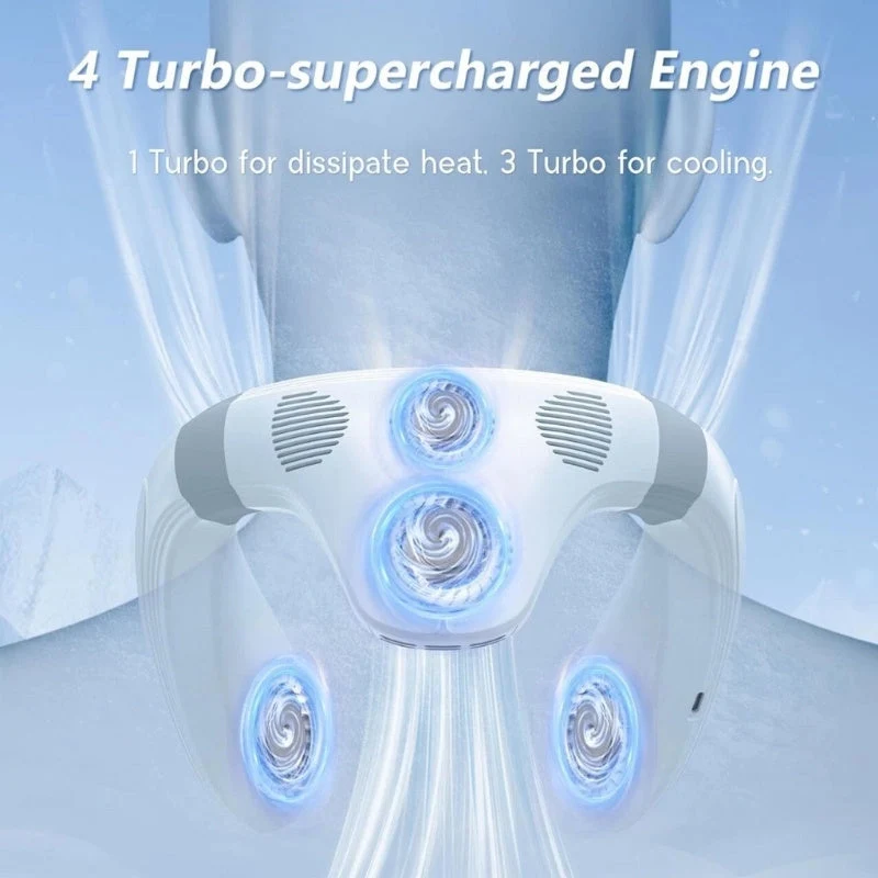 Dual-Cooling Neck Fan med 5200mAh Batteri & Kjøleplate | Luvikno