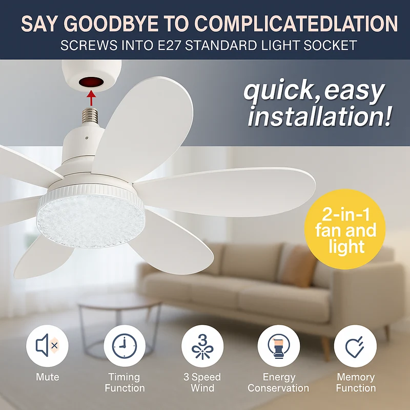 Elegant Flower Energy Saving RC Ceiling Fan Lamp | Luvikno