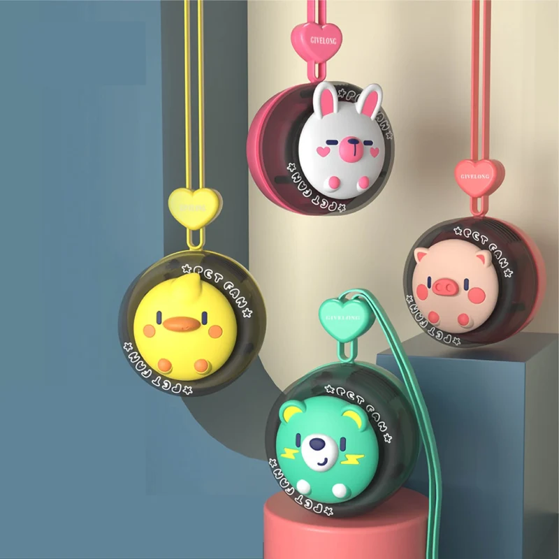 Cartoon Animal Mini Kids Neck Fan | Luvikno
