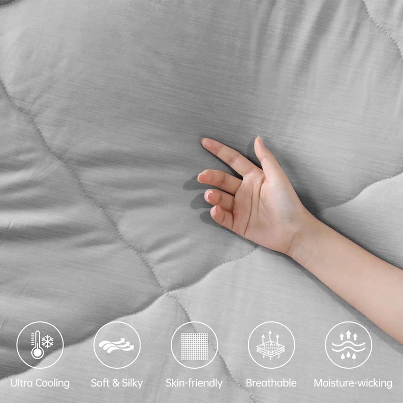Kjølende dyne for natt svette – Q-Max 0.5, myk dobbeltlag sommerteppe | Luvikno