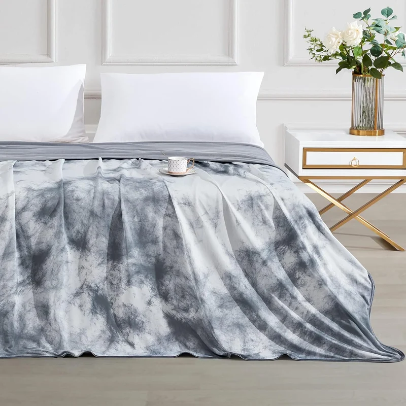 Tie-Dye Kjøleteppe – Q-Max > 0.5, Dobbeltsidig & Stilig Farge Grå | Luvikno