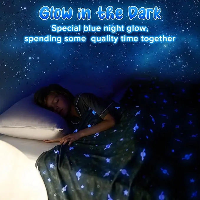 Glow-in-the-Dark Kjøleteppe For Barn– Q-Max > 0.5, Dobbeltsidig Farge Svart | Luvikno