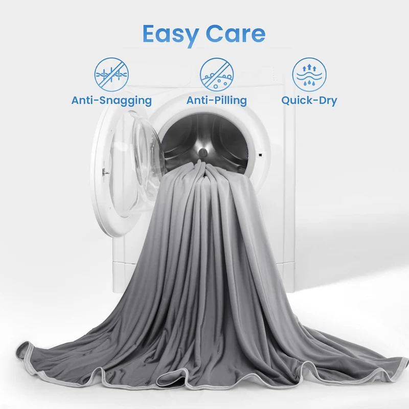 Q-Max > 0.5 Gradient Gray Cooling Blanket – Dobbelt-Sidig, Pustende & Maskinvaskbar | Luvikno