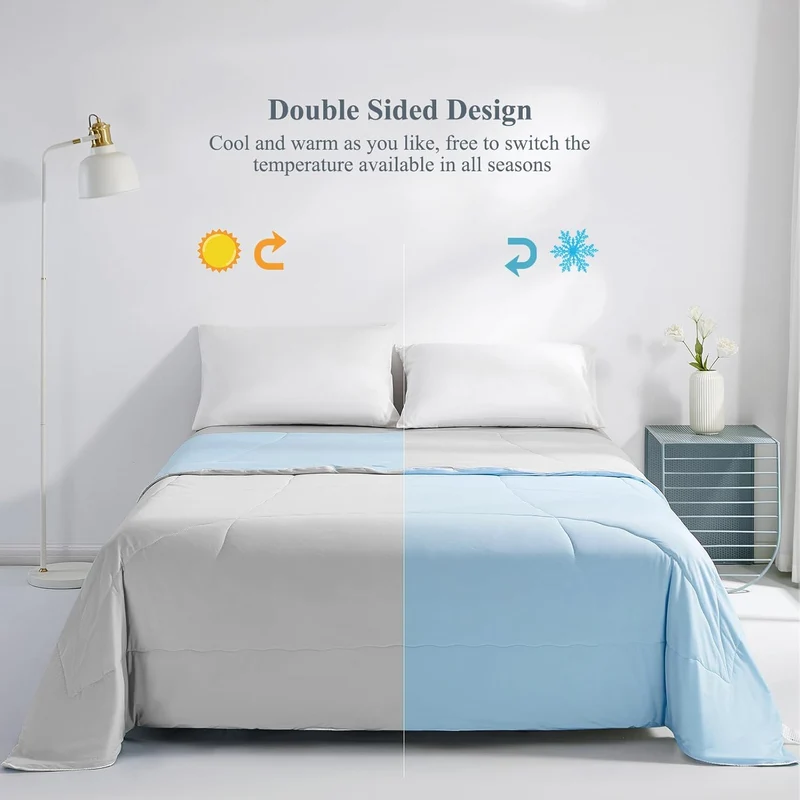 Ultra Soft Cloudy 3D Cooling Comforter Extreme Q Max 0.5-Blå & Grå | Luvikno