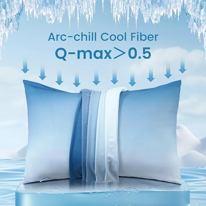 2 Pak Blå Kjølepillowcases – Pustende, Myke, Hud- og Hårbeskyttende | Luvikno