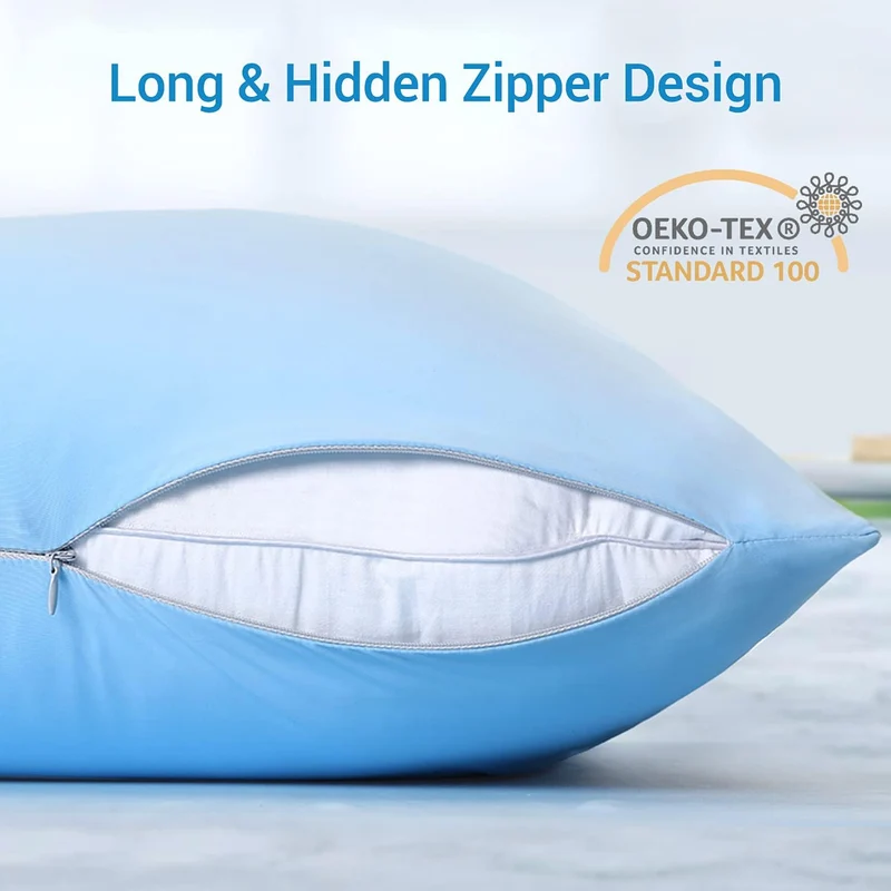 2-Pack Premium Silky Super Cooling Blue Pillowcases – Extreme Q-Max 0.5 | Luvikno