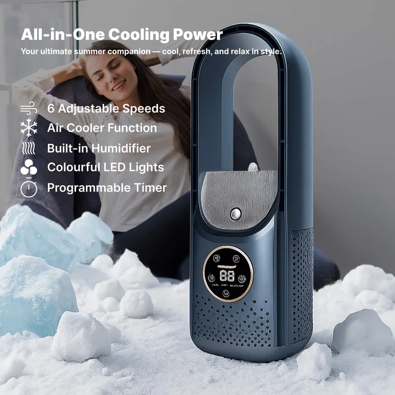 Bladløs bærbar klimaanlegg | Ultralyd, ergonomisk design og ideell for hjem og kontorbruk | Luvikno