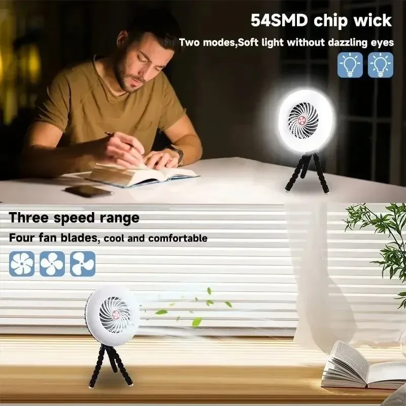 Multifunksjonelt Campingverktøy - TYPE-C/solenergidrevet ladning LED campinglys vifte | Luvikno