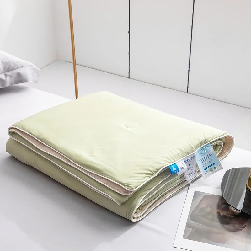 Air Condition Sommer Komforter — Ren Farge Is Silke Kjøleteppe, Lett & Glatt Twin/King Størrelse Quilt | Luvikno