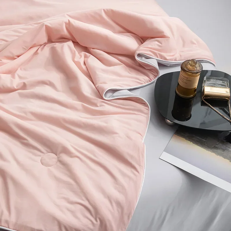 Air Condition Sommer Komforter — Ren Farge Is Silke Kjøleteppe, Lett & Glatt Twin/King Størrelse Quilt | Luvikno