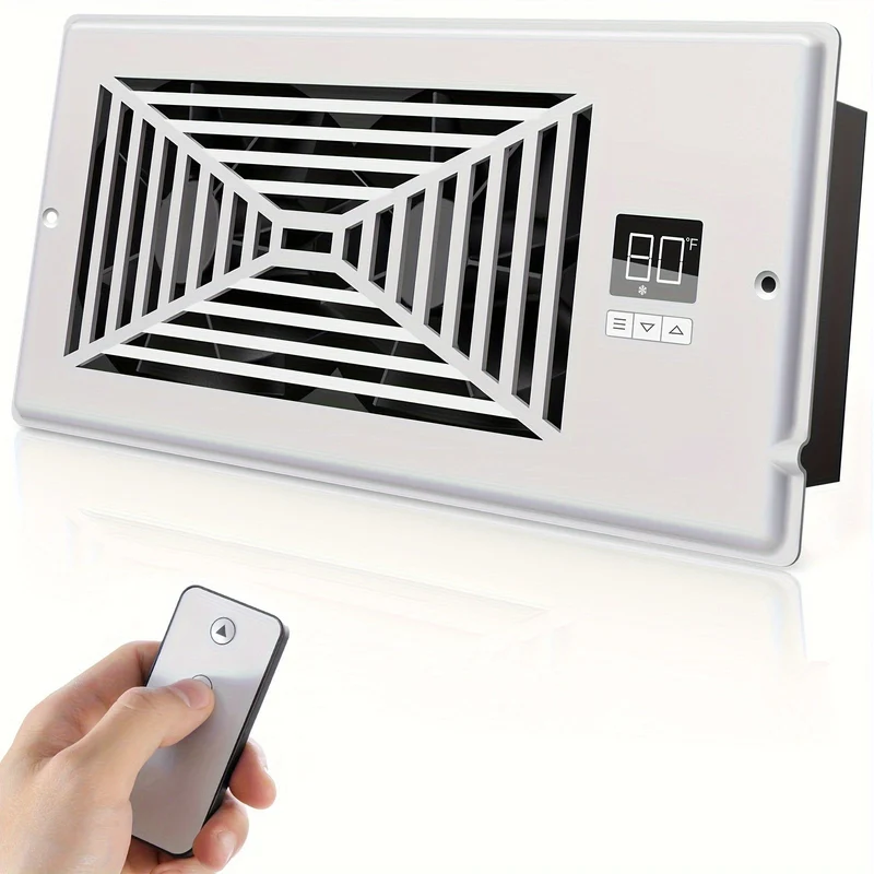 4" x 10" Smart Register Booster Fan – HVAC Byggevare med Fjernkontroll, Termostatkontroll – Stille Drift for Effektiv Oppvarming og Kjøling | Luvikno