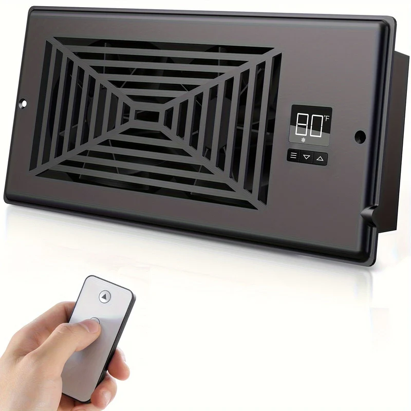 4" x 10" Smart Register Booster Fan – HVAC Byggevare med Fjernkontroll, Termostatkontroll – Stille Drift for Effektiv Oppvarming og Kjøling | Luvikno
