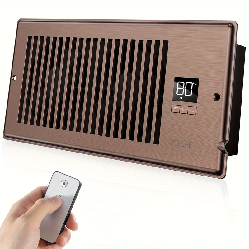 4" x 10" Smart Register Booster Fan – HVAC Byggevare med Fjernkontroll, Termostatkontroll – Stille Drift for Effektiv Oppvarming og Kjøling | Luvikno