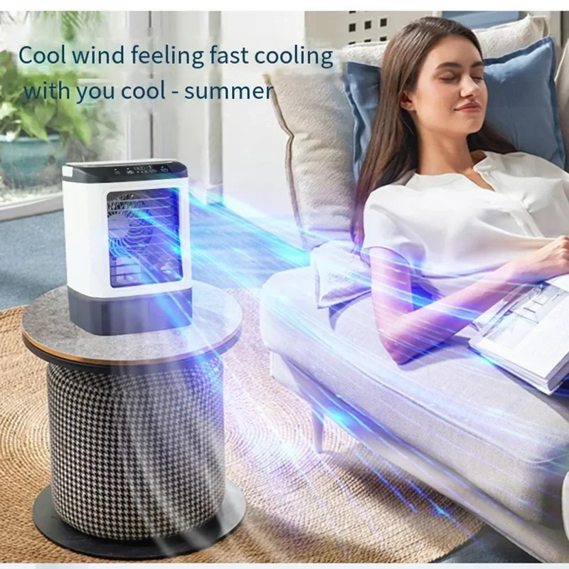 USB Bærbar Mini Air Conditioner Vifte – 3-Hastighets Skrivebords Kjølevifte med LED Nattlys, Luftkjøler for Hjemmet, Kontoret og Camping | Luvikno