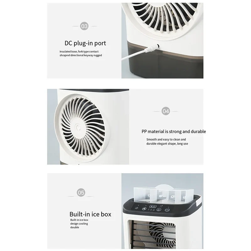 USB Bærbar Mini Air Conditioner Vifte – 3-Hastighets Skrivebords Kjølevifte med LED Nattlys, Luftkjøler for Hjemmet, Kontoret og Camping | Luvikno