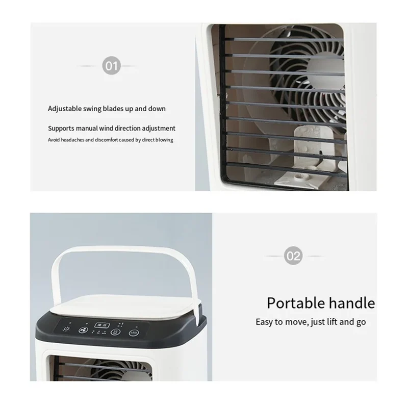 USB Bærbar Mini Air Conditioner Vifte – 3-Hastighets Skrivebords Kjølevifte med LED Nattlys, Luftkjøler for Hjemmet, Kontoret og Camping | Luvikno