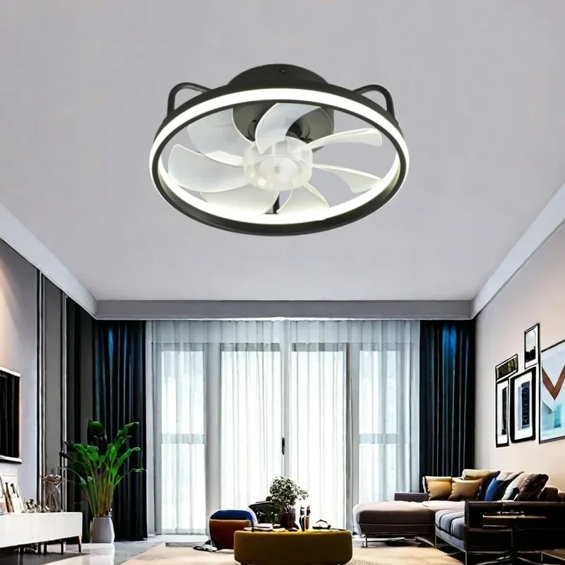 Moderne LED Taklampe Vifte med DC-motor - 6 Hastigheter, Timer, Lav Etasje Loftsvifte, Fjernkontroll Dekorativ Lys | Luvikno